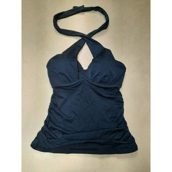 Athleta Size 32B/C Dress Blue Aqualuxe Bra Cup 2 Way Tankini Top - Picture 1 of 4